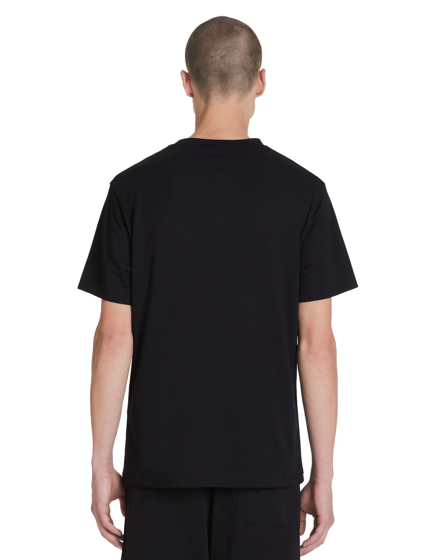 Cotton Blend Boxy Crew Neck T-Shirt - Black_04