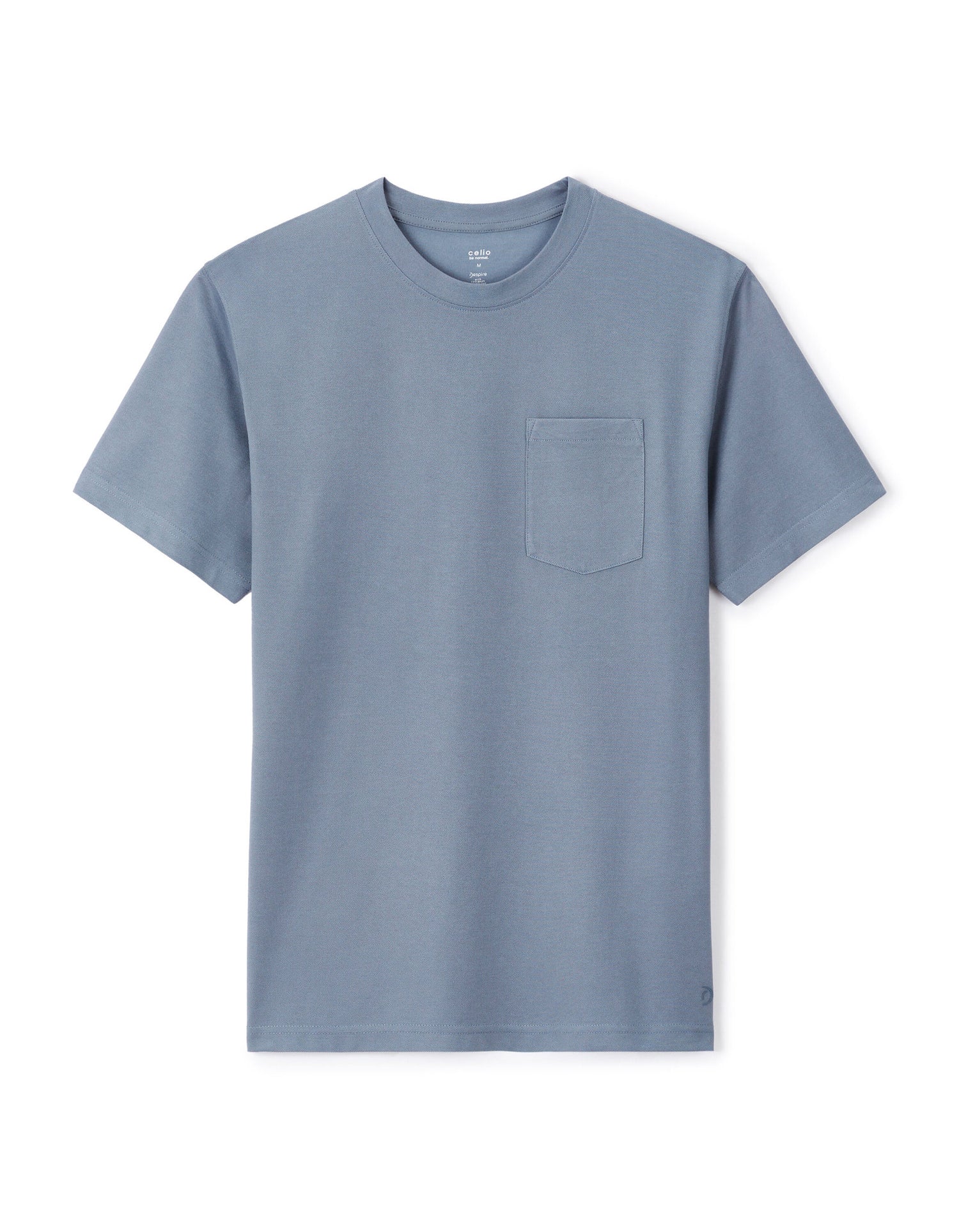 Cotton Blend Boxy Crew Neck T-Shirt - Blue_01