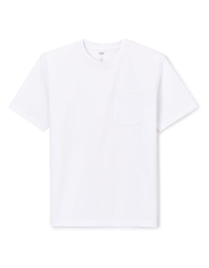 Cotton Blend Boxy Crew Neck T-Shirt - White_01