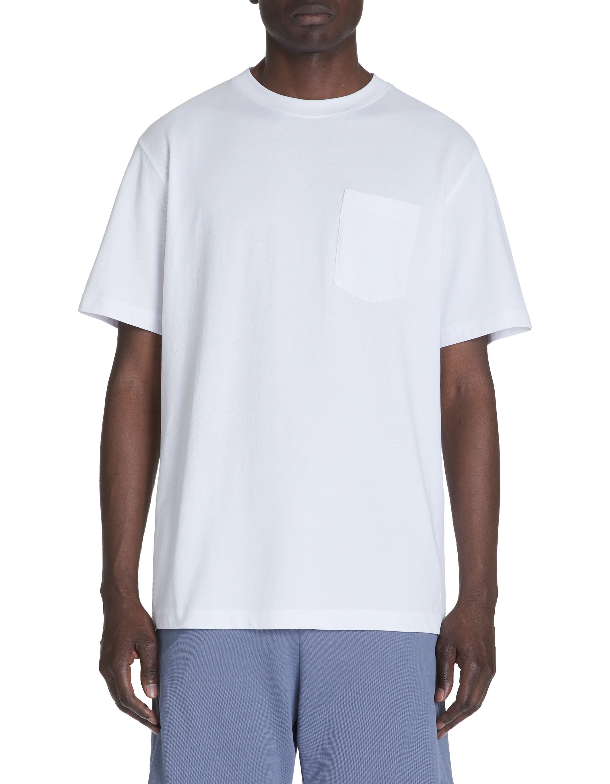 Cotton Blend Boxy Crew Neck T-Shirt - White_02