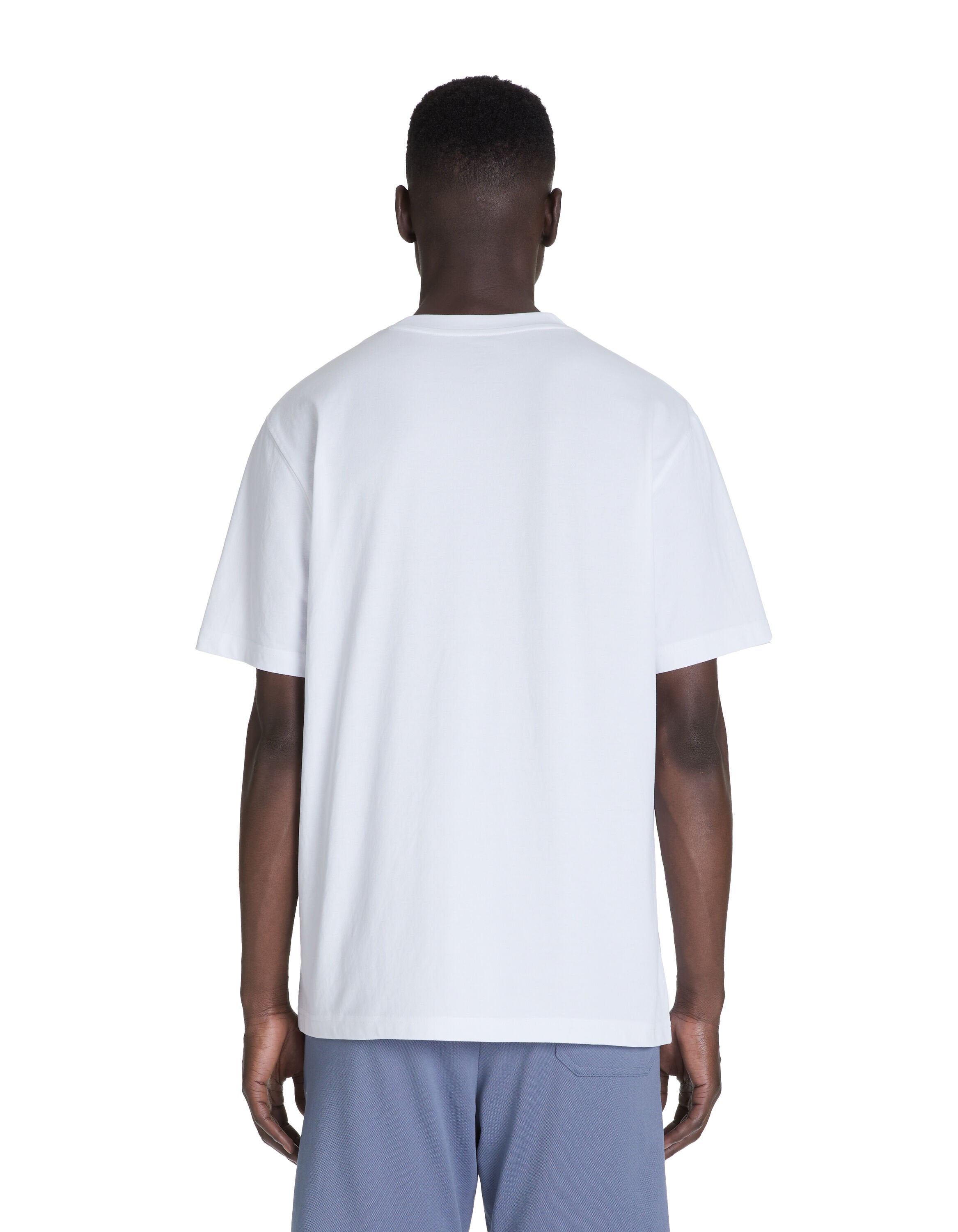 Cotton Blend Boxy Crew Neck T-Shirt - White_04