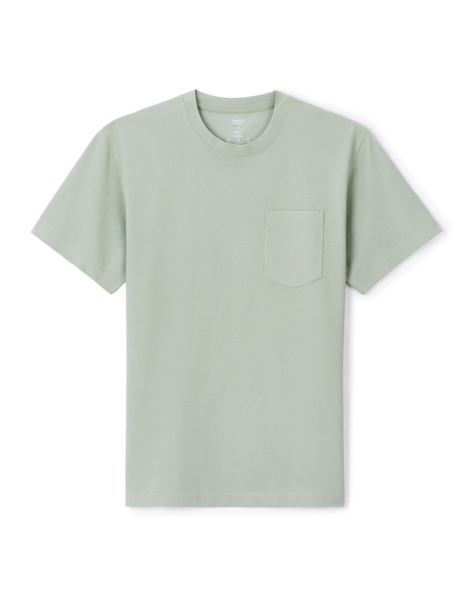 Cotton Blend Boxy Crew Neck T-Shirt - Sage Green_01