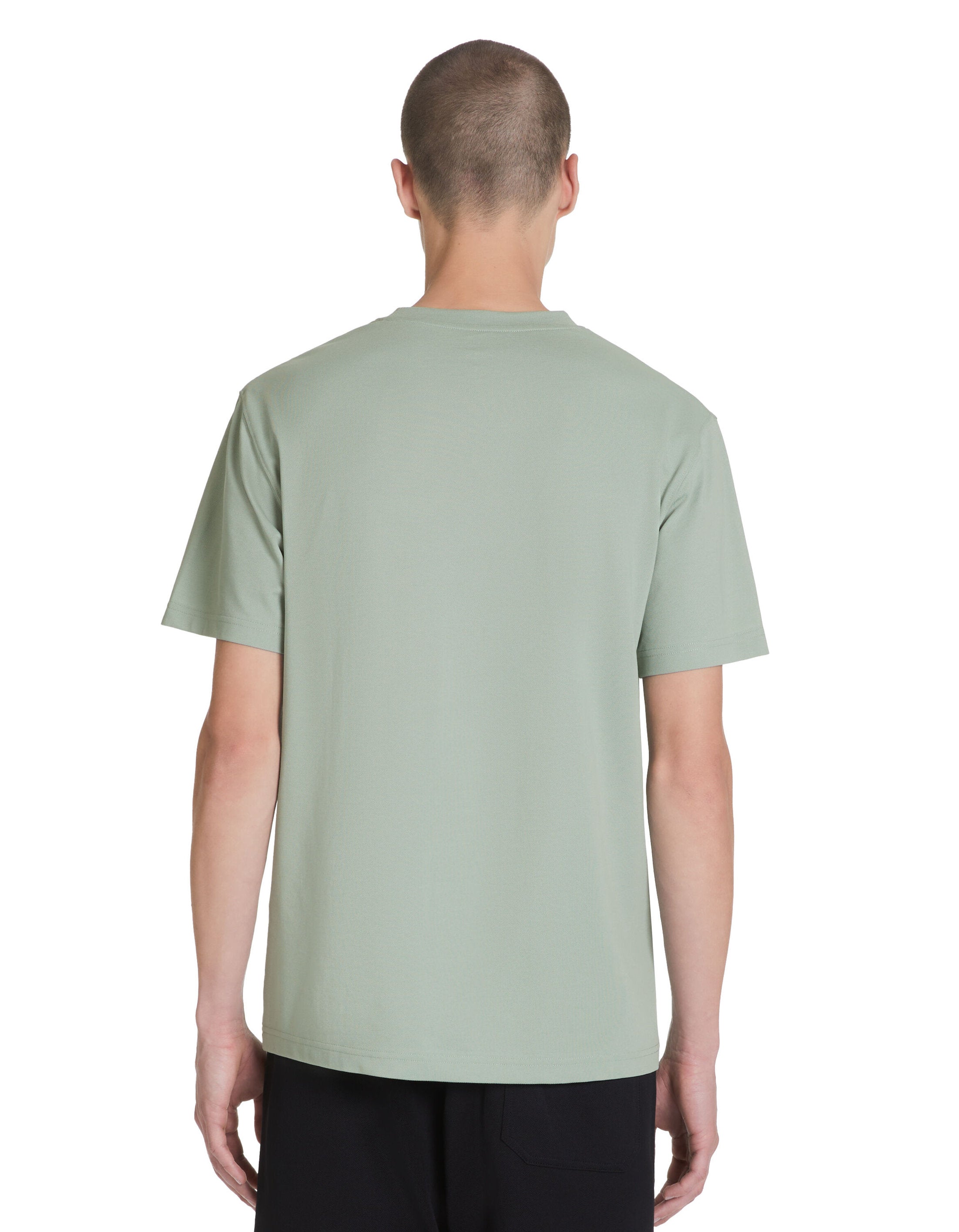 Cotton Blend Boxy Crew Neck T-Shirt - Sage Green_04