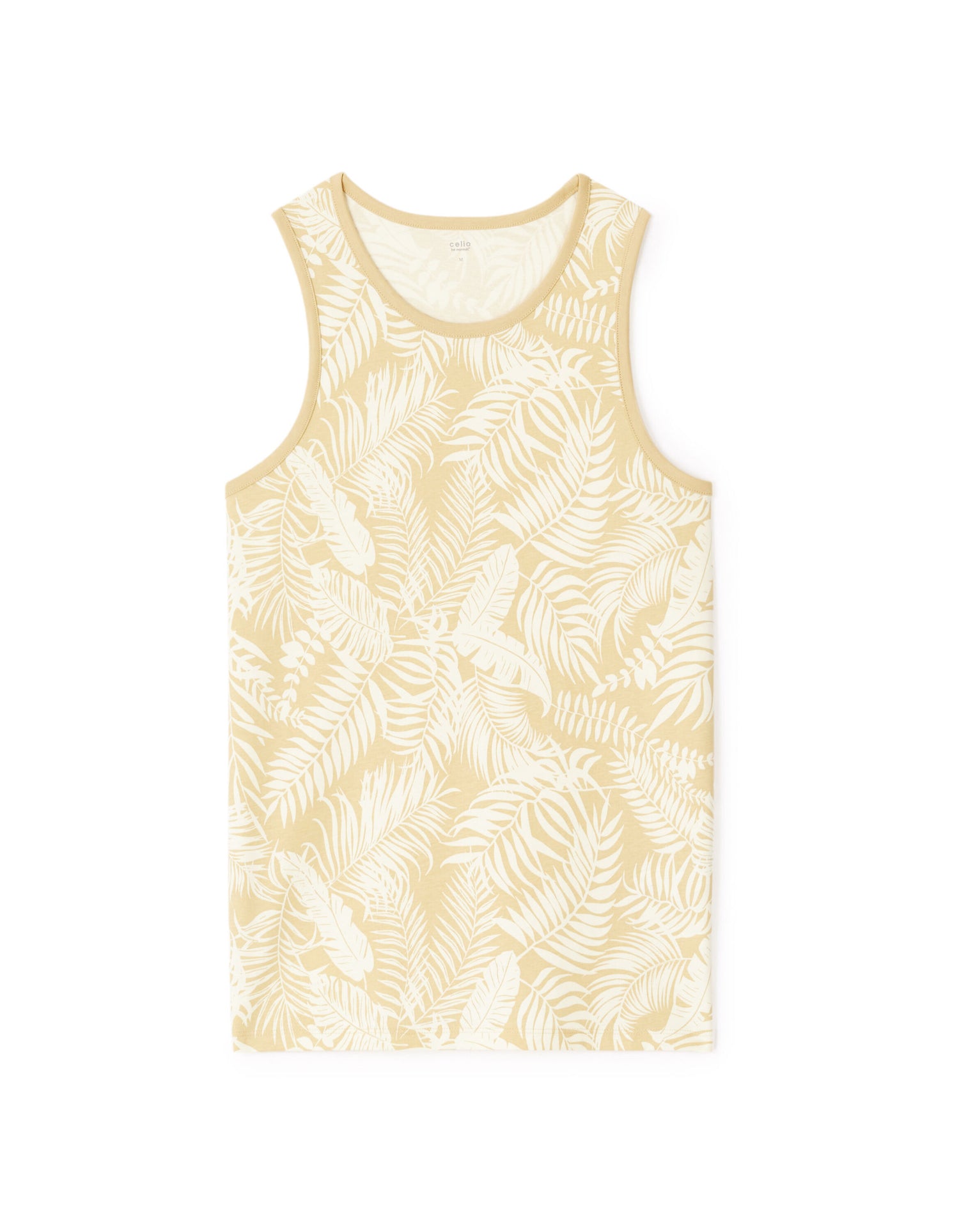 Cotton Crew Neck Tank Top - Beige_01