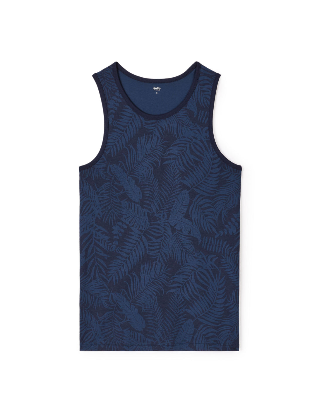 Cotton Crew Neck Tank Top - Navy_01