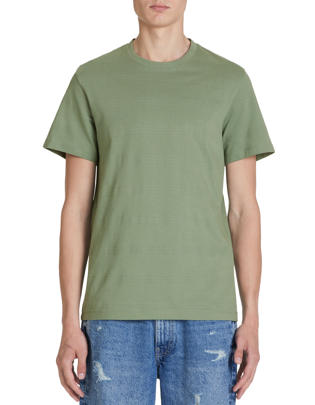 Straight Round Neck T-Shirt 100% Cotton - Green_02