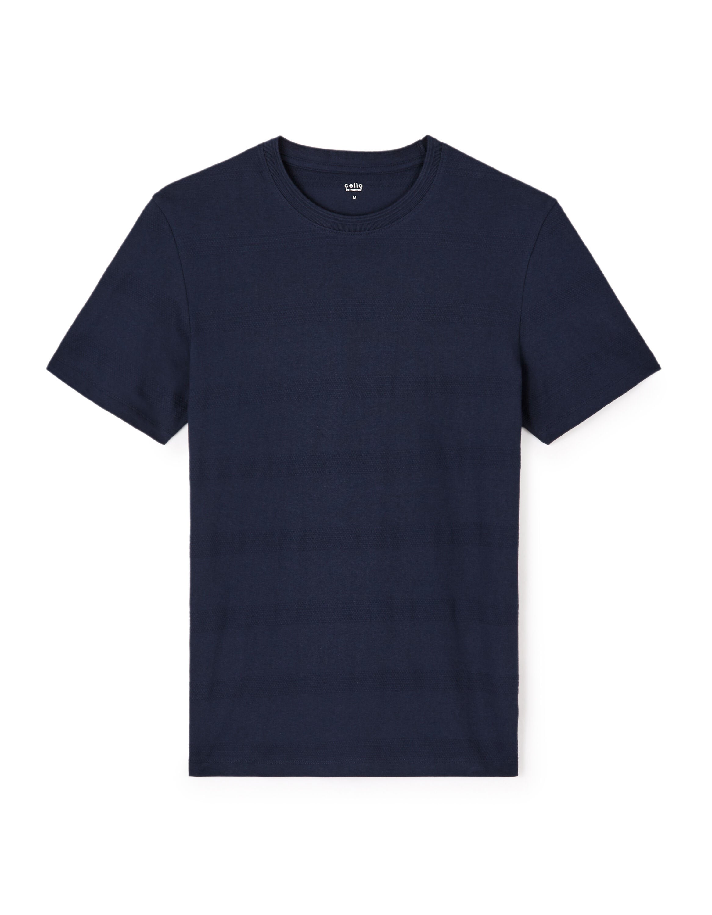 Straight Round Neck T-Shirt 100% Cotton - Navy_01