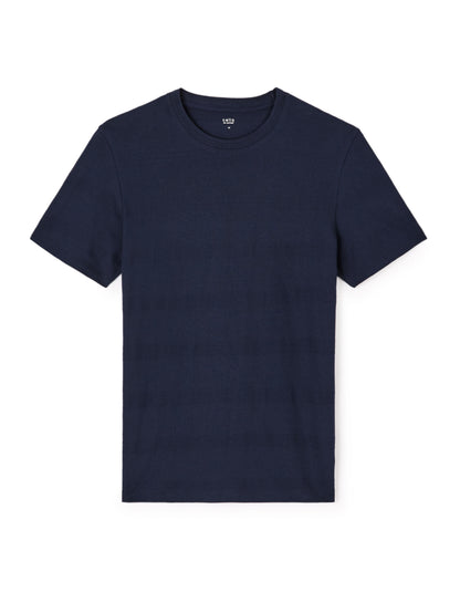 Straight Round Neck T-Shirt 100% Cotton - Navy_01