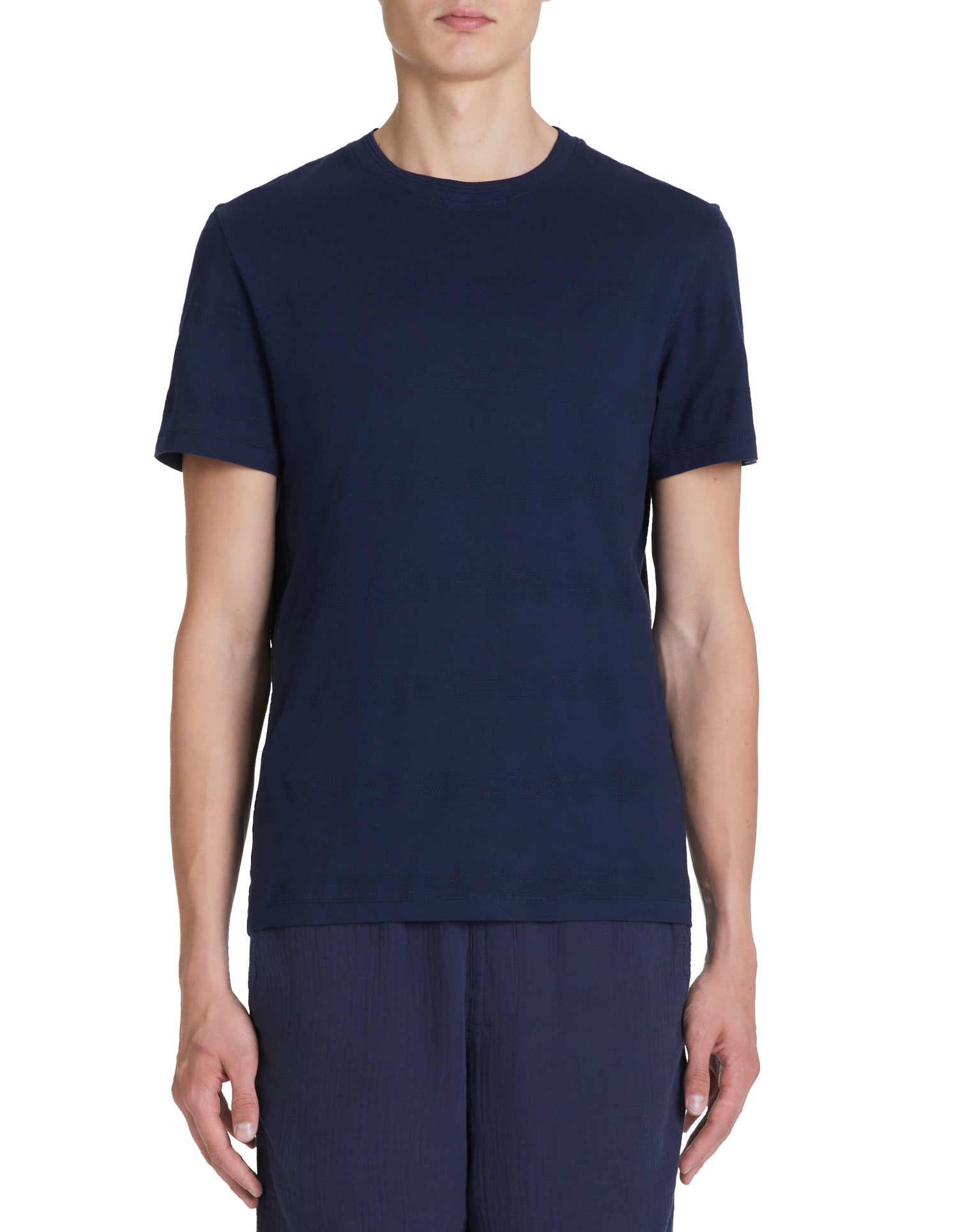 Straight Round Neck T-Shirt 100% Cotton - Navy_02