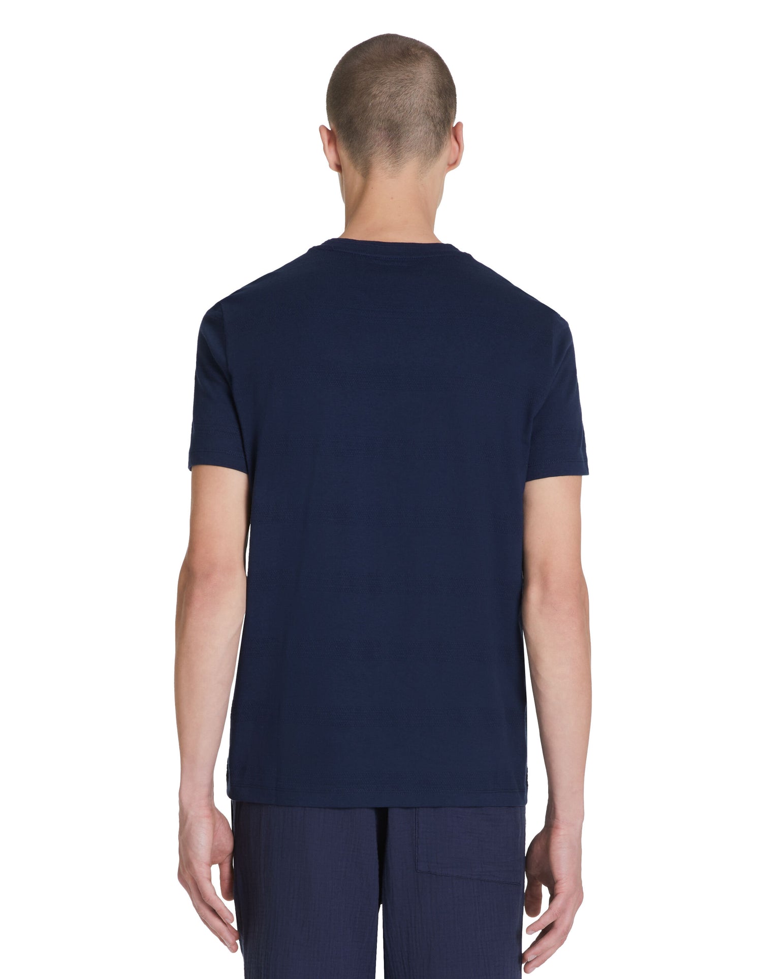 Straight Round Neck T-Shirt 100% Cotton - Navy_04