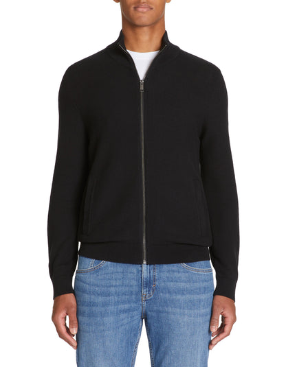 Celio_Black 100% Cotton Stand-Up Neck Cardigan_JELIMZIP_BLACK_01