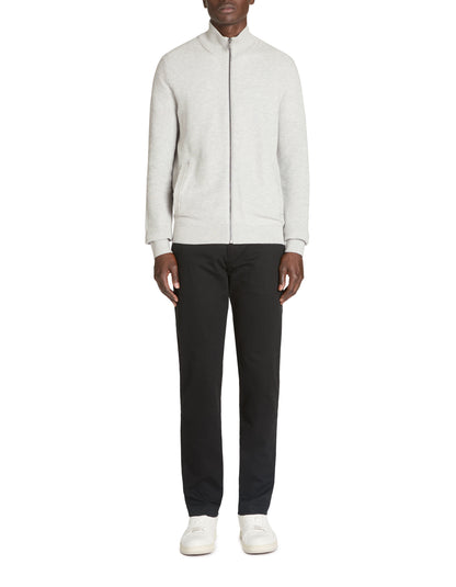 Celio_Heather Grey 100% Cotton Stand-Up Neck Cardigan_JELIMZIP_GREY MEL_02