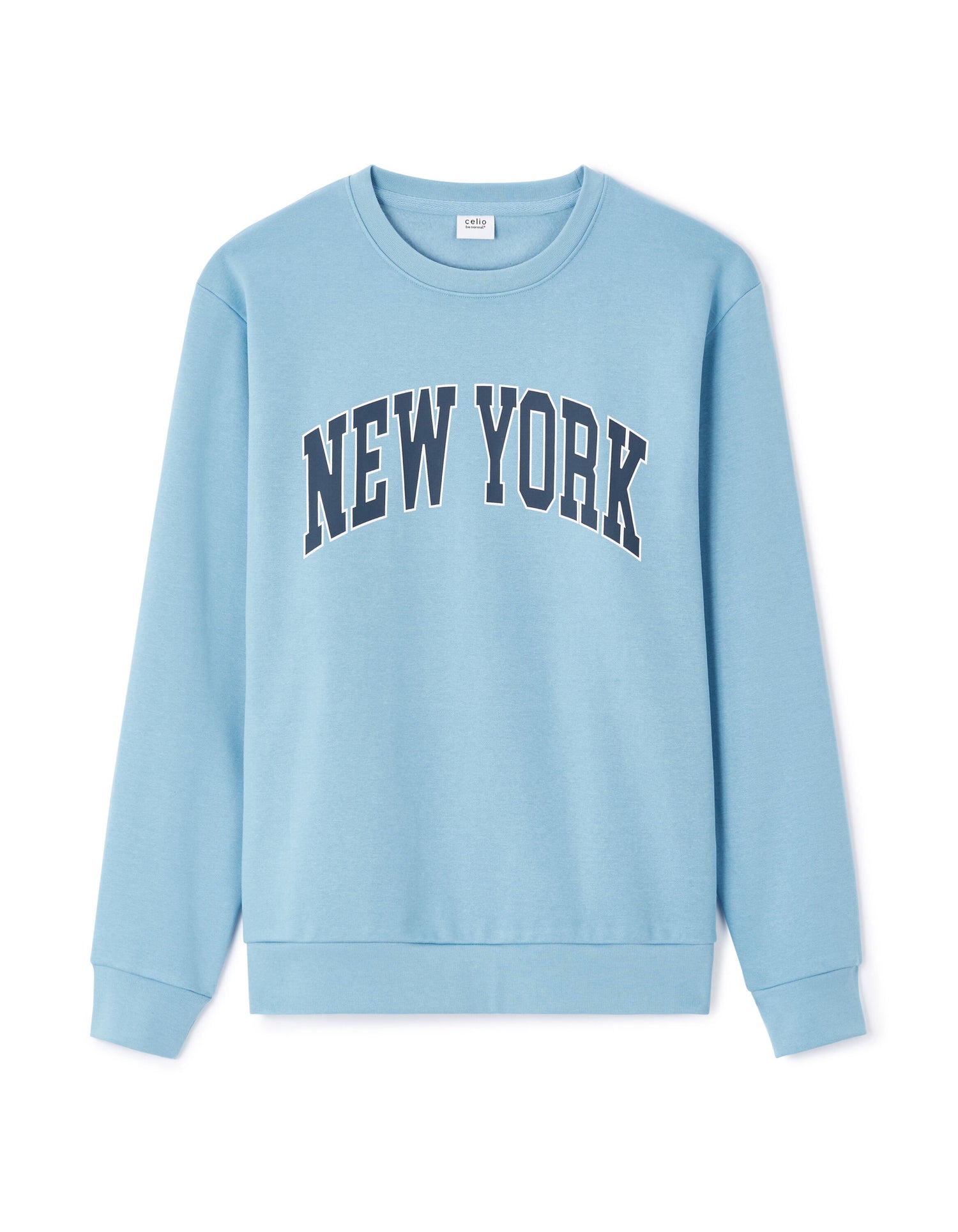 Cotton Blend Crew Neck Sweatshirt - Light Blue_01