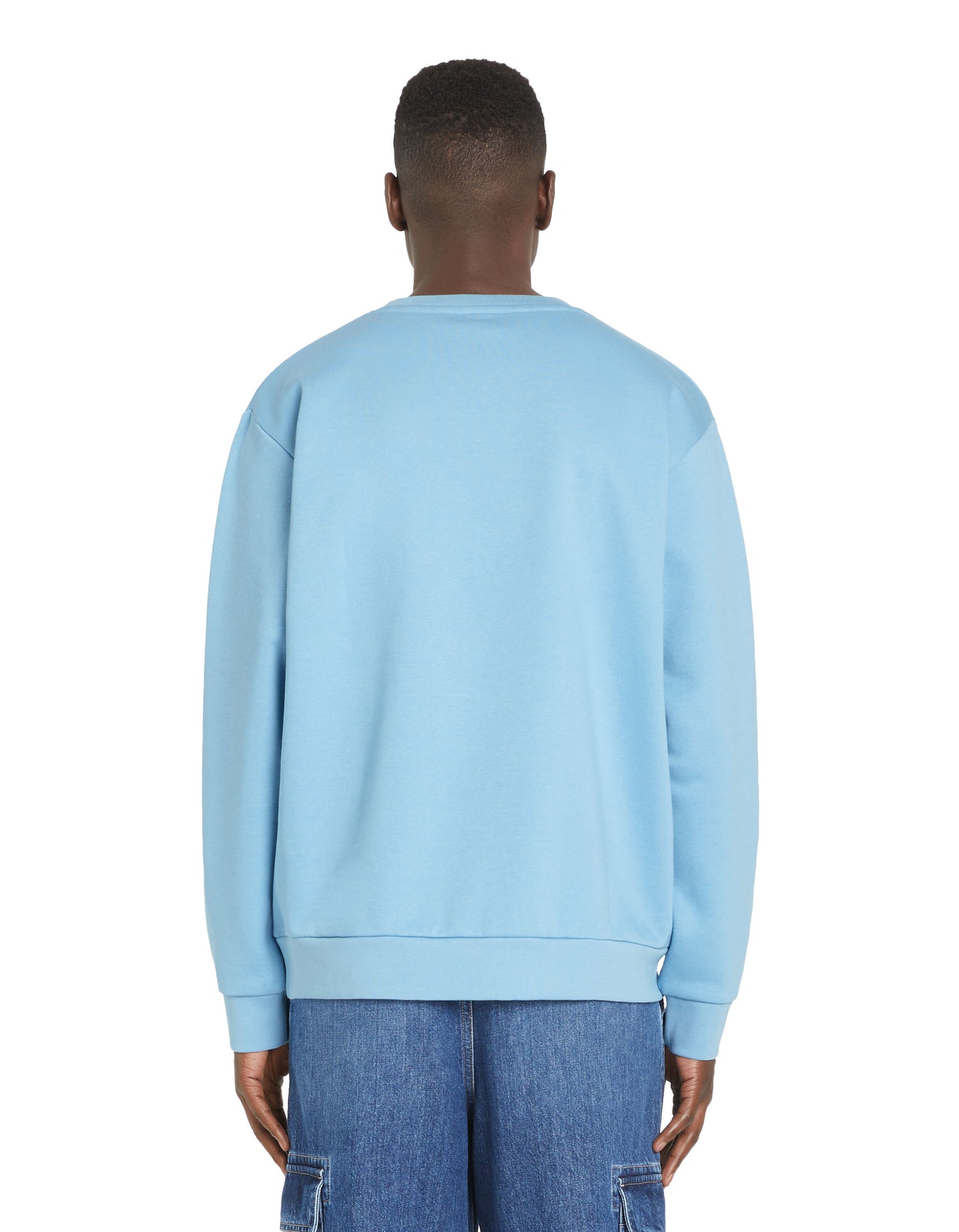 Cotton Blend Crew Neck Sweatshirt - Light Blue_04