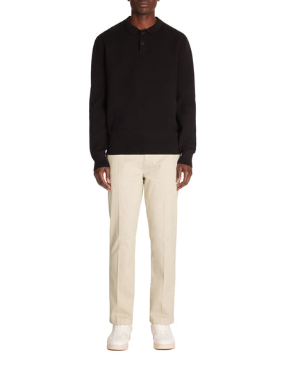 Celio_Black Relaxed Cotton-Blend Polo Shirt with Long Sleeves_JEPOCLO_BLACK_02