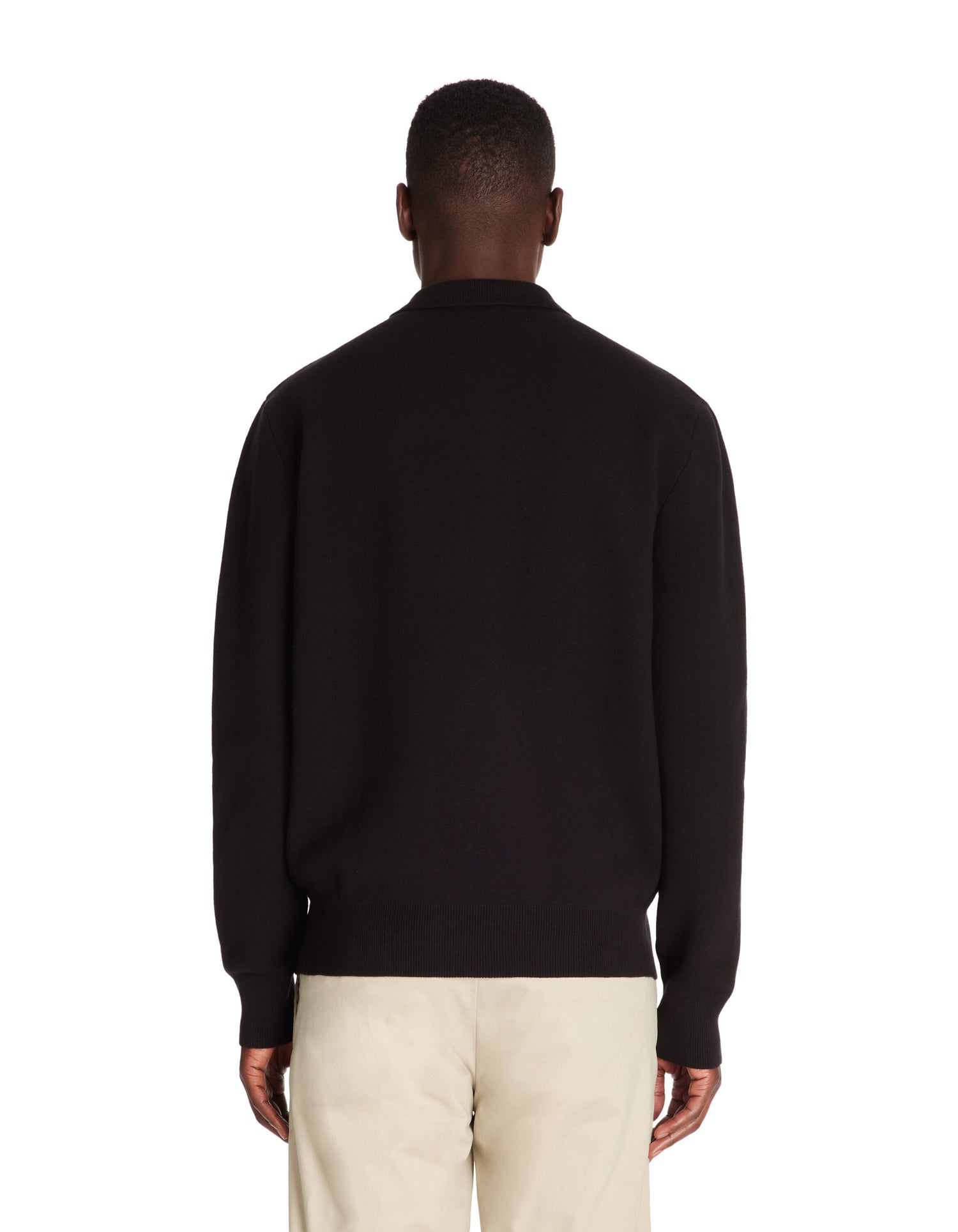 Celio_Black Relaxed Cotton-Blend Polo Shirt with Long Sleeves_JEPOCLO_BLACK_03