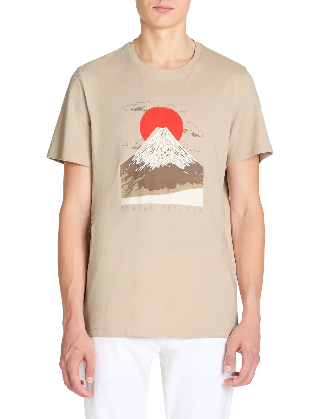 Straight Round Neck T-Shirt 100% Cotton - Beige_02