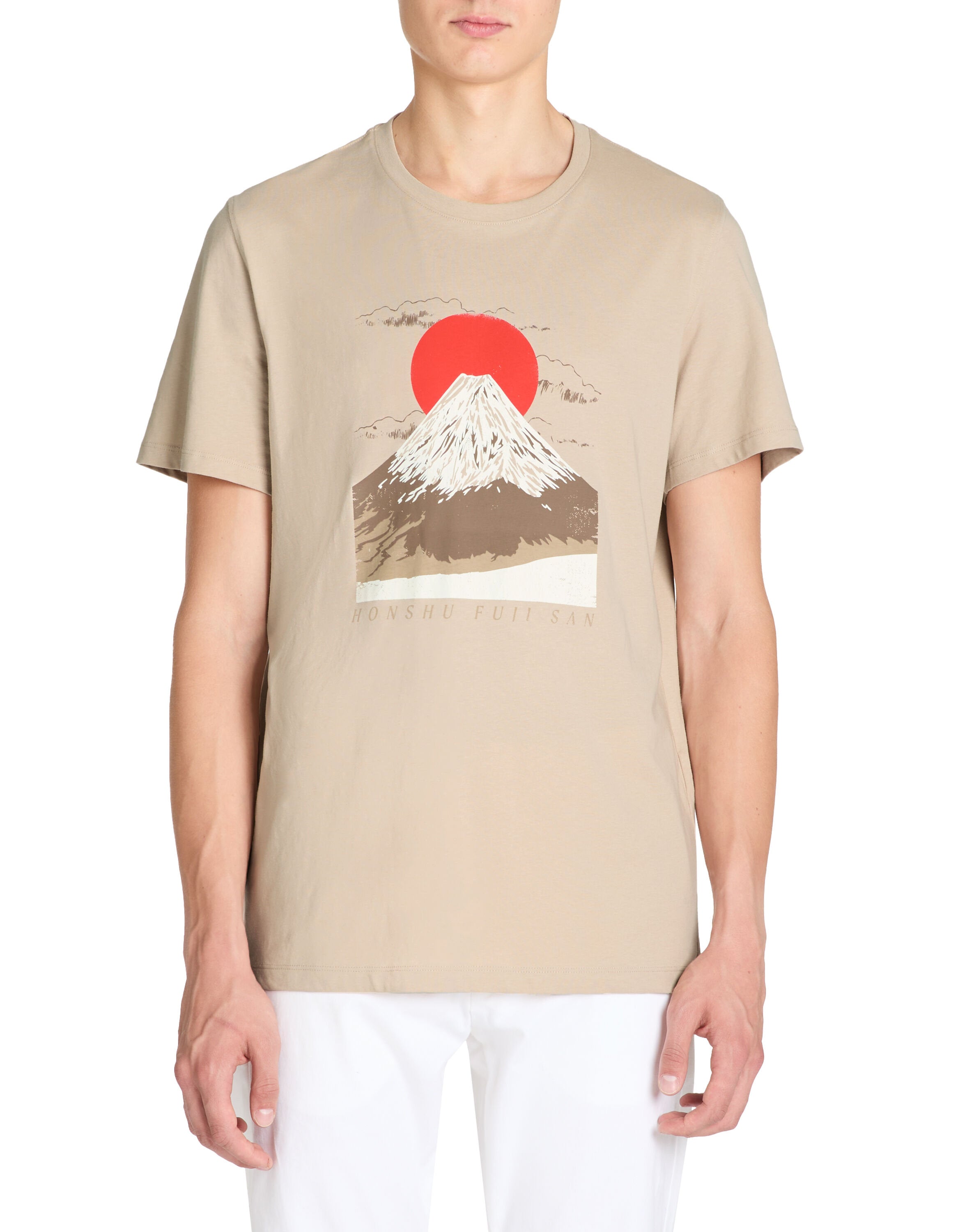 Straight Round Neck T-Shirt 100% Cotton - Beige_02