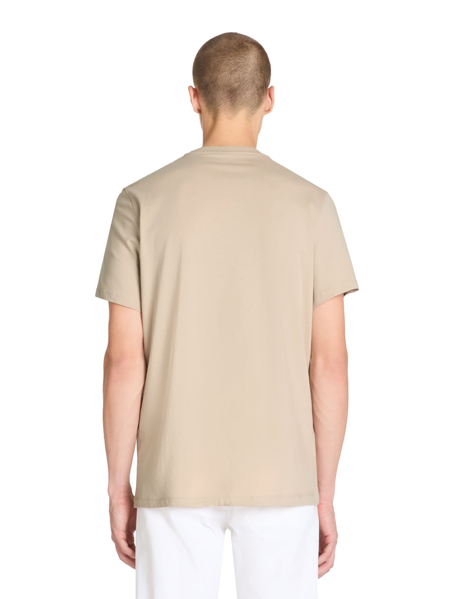 Straight Round Neck T-Shirt 100% Cotton - Beige_04