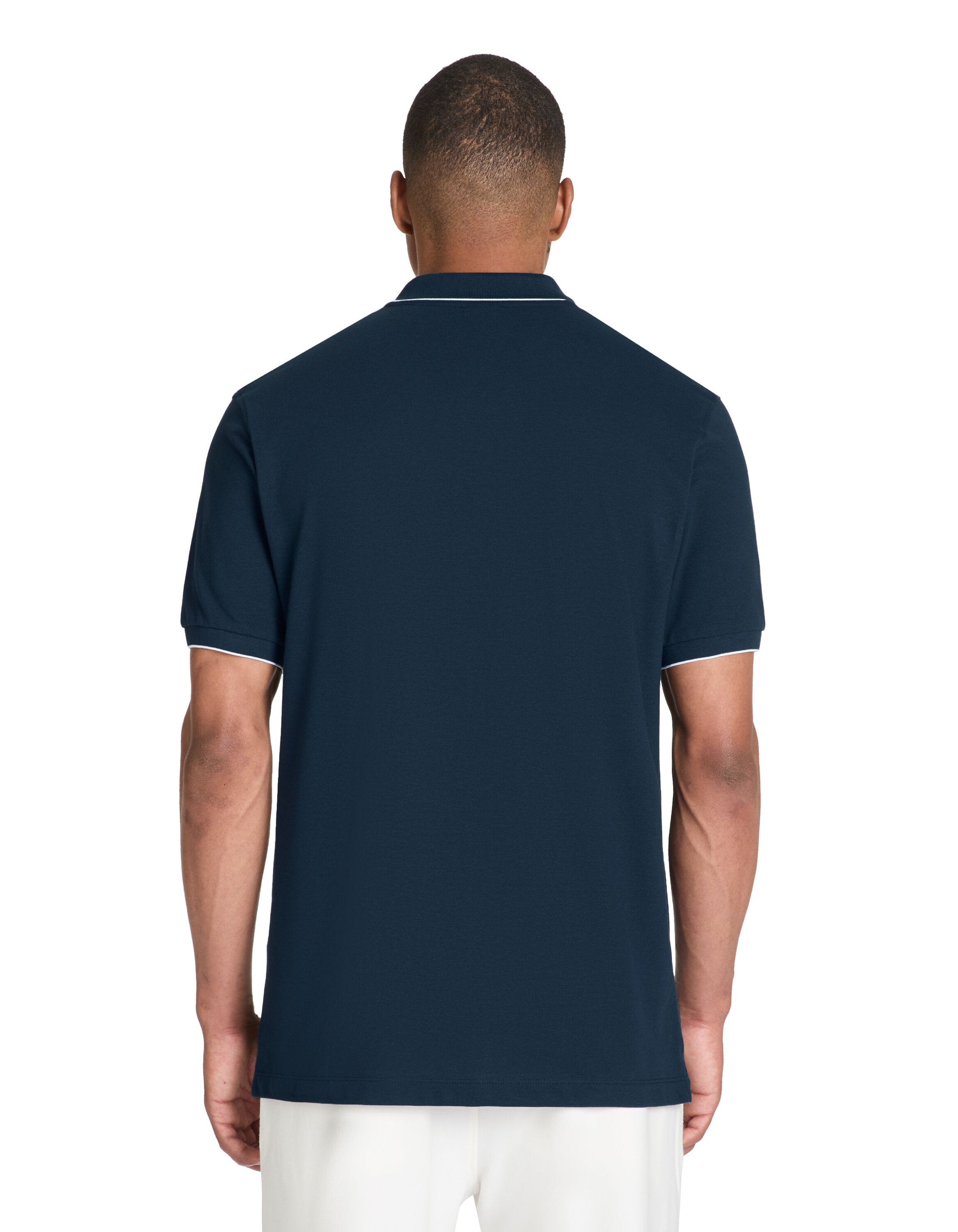 Regular Cotton Pique Polo Shirt - Navy_04