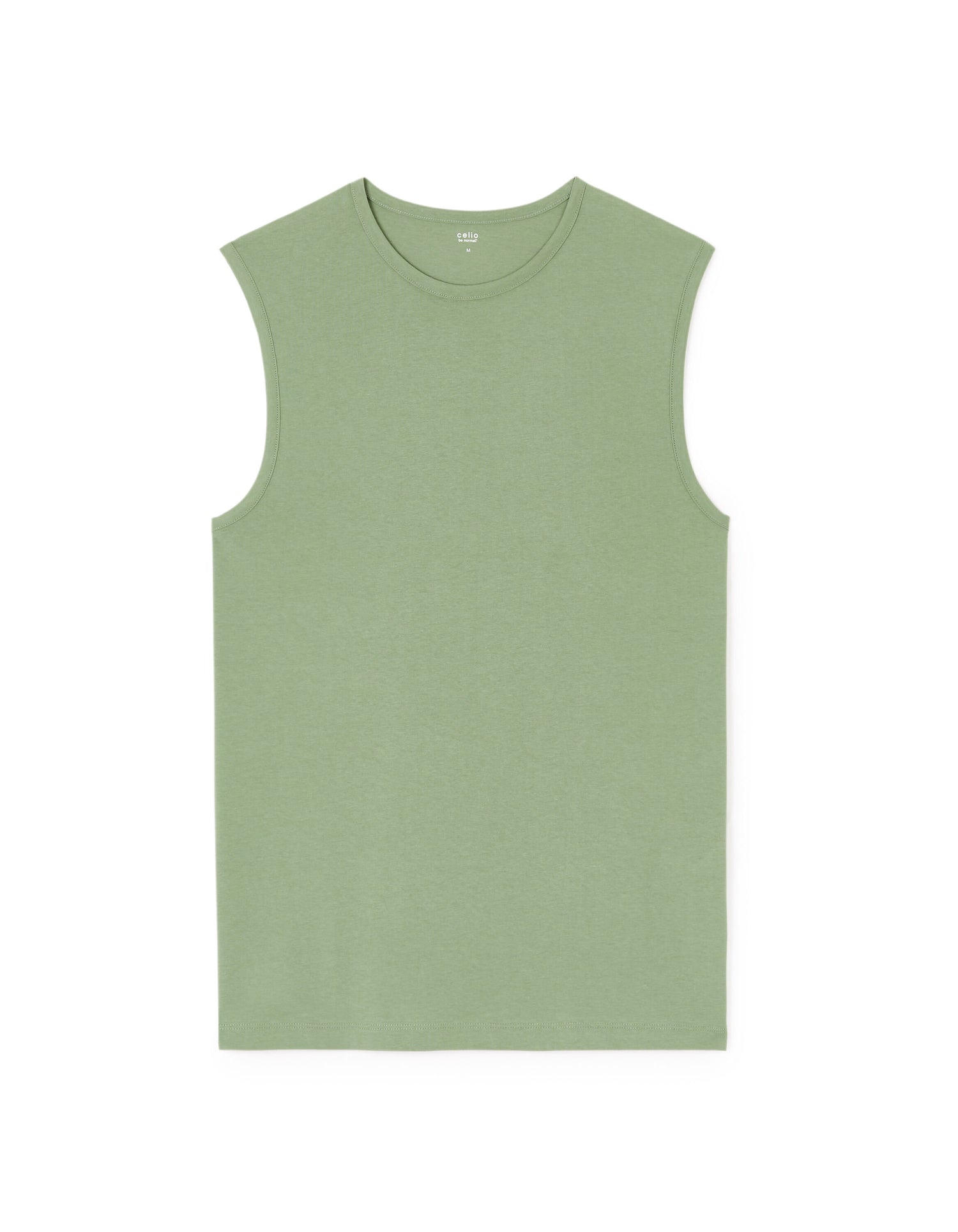 Cotton Crew Neck Tank Top - Khaki_01