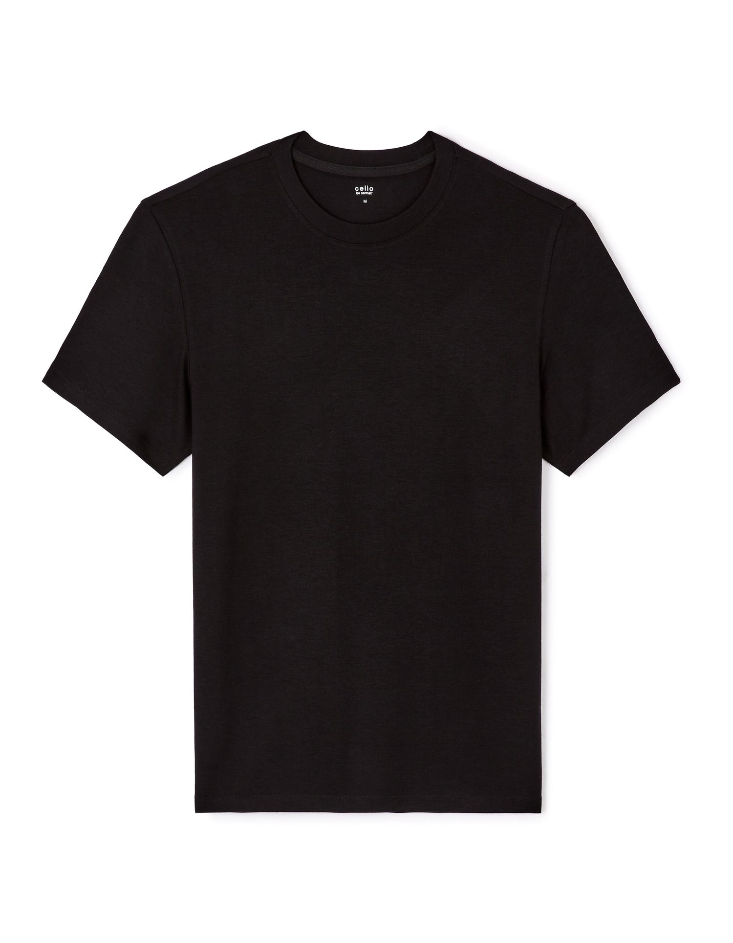 Straight Crew Neck T-Shirt In Stretch Tencel - Black_01