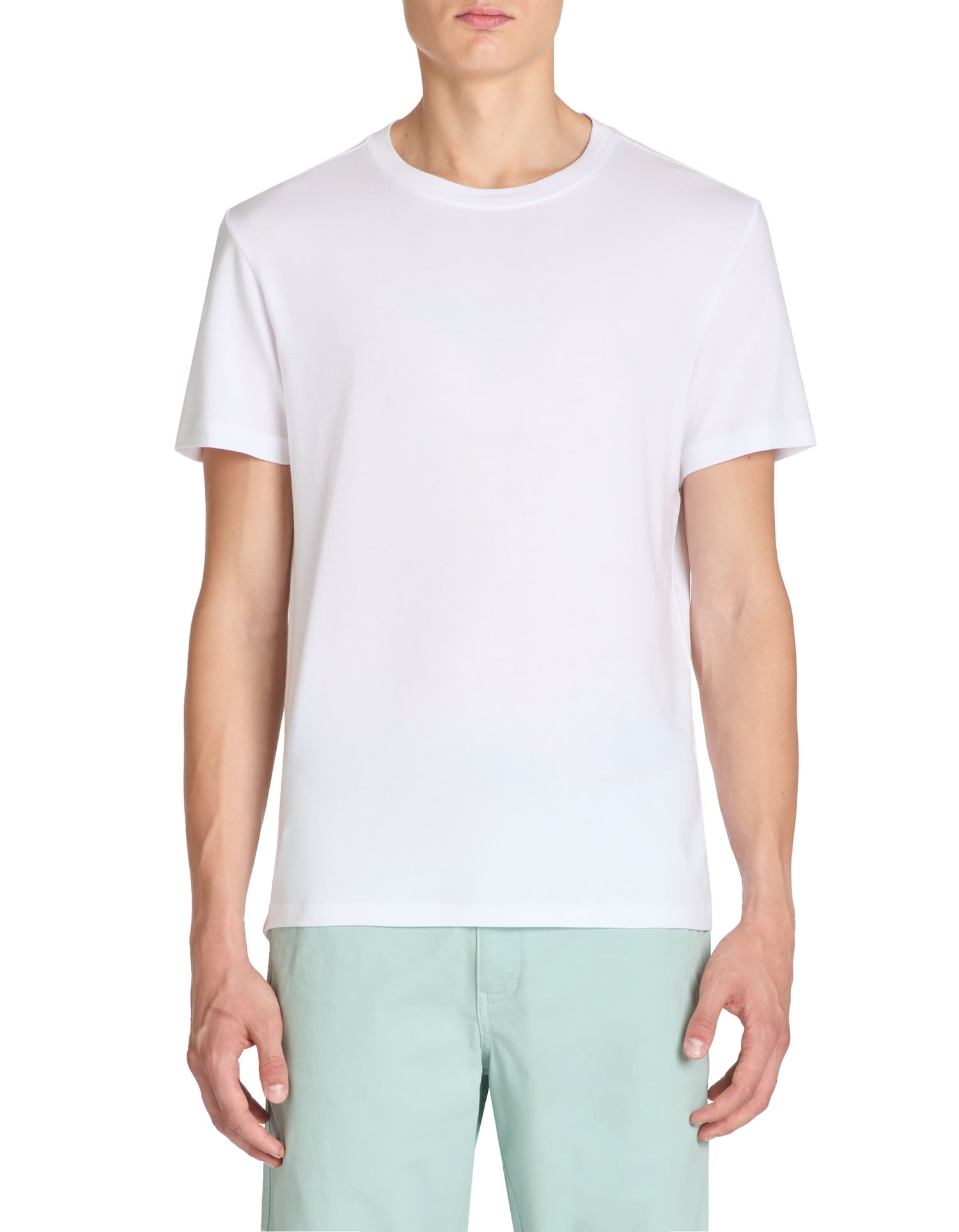 Straight Round Neck Stretch Tencel T-Shirt - White_02