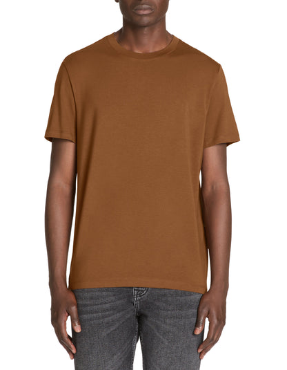 Straight Round Neck T-Shirt In Tencel Stretch - Beige_02