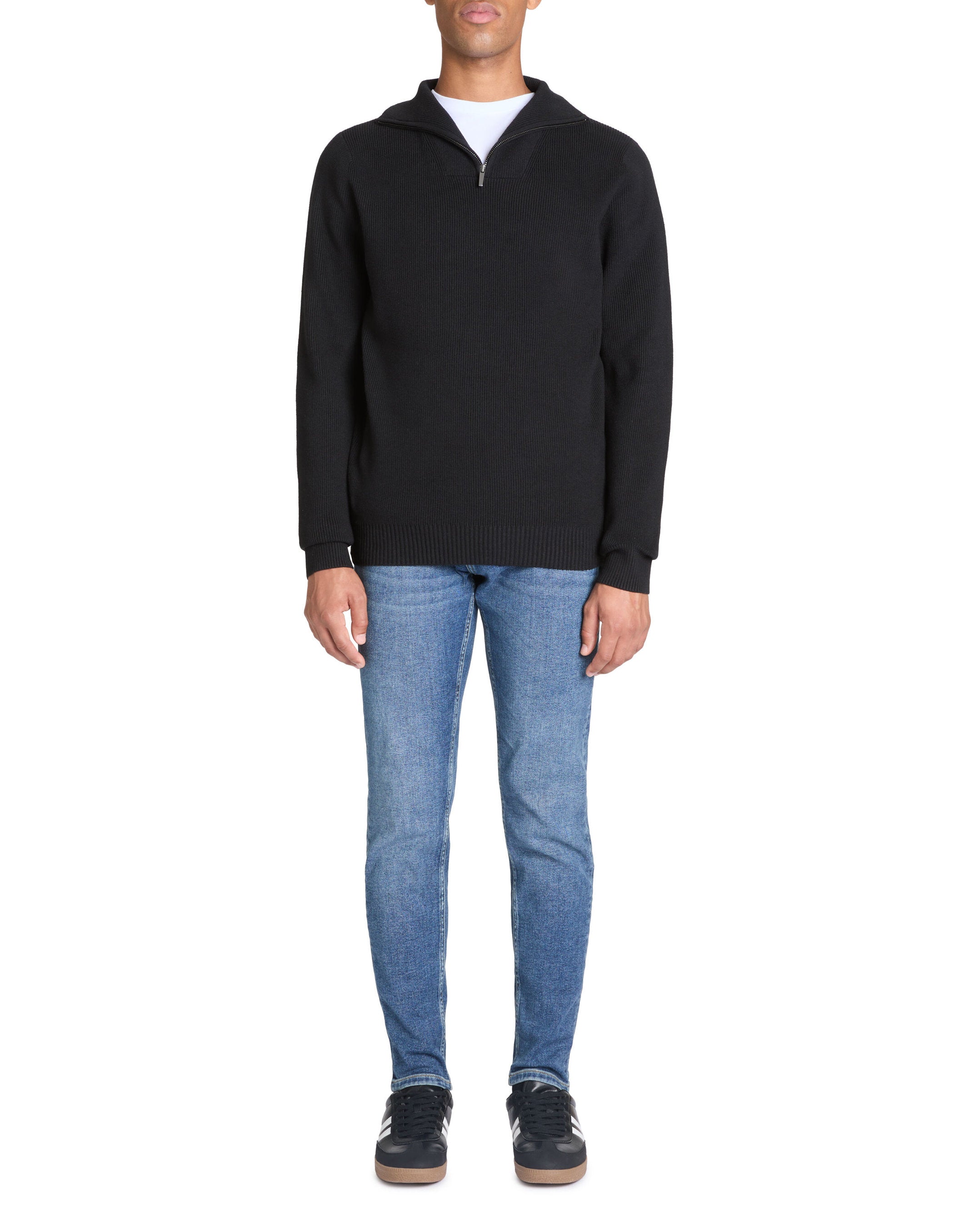 Celio_Black Regular Cotton-Blend Trucker Collar Sweater_JETRUCKER_BLACK_02