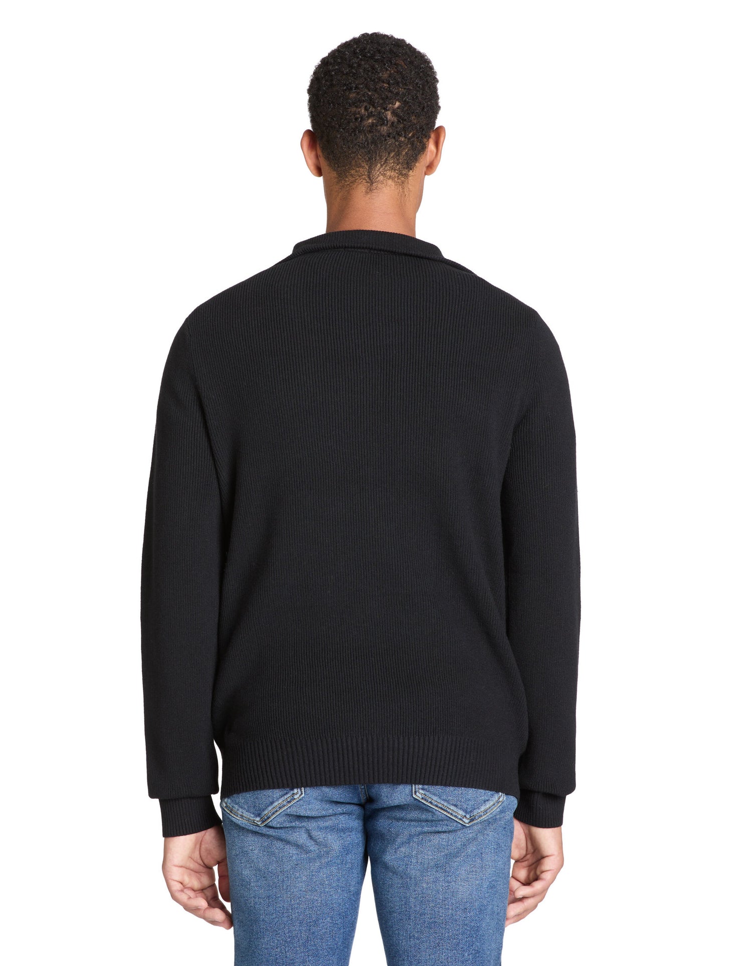 Celio_Black Regular Cotton-Blend Trucker Collar Sweater_JETRUCKER_BLACK_03