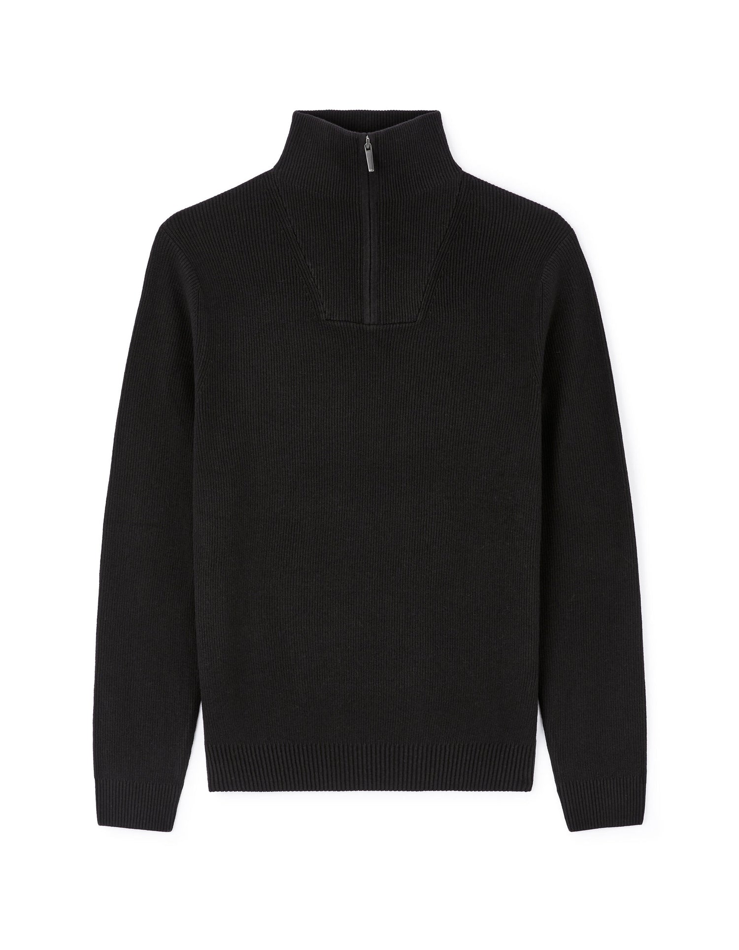 Celio_Black Regular Cotton-Blend Trucker Collar Sweater_JETRUCKER_BLACK_04
