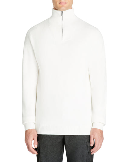 Celio_Ecru Regular Cotton-Blend Trucker Collar Sweater_JETRUCKER_ECRU_01