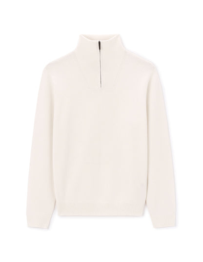 Celio_Ecru Regular Cotton-Blend Trucker Collar Sweater_JETRUCKER_ECRU_04