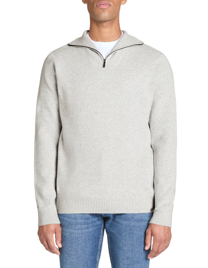 Celio_Heather Grey Regular Cotton-Blend Trucker Neck Sweater_JETRUCKER_LIGHT GREY MEL_01