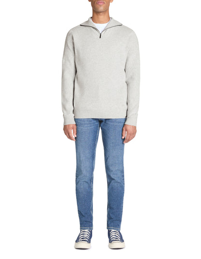 Celio_Heather Grey Regular Cotton-Blend Trucker Neck Sweater_JETRUCKER_LIGHT GREY MEL_02