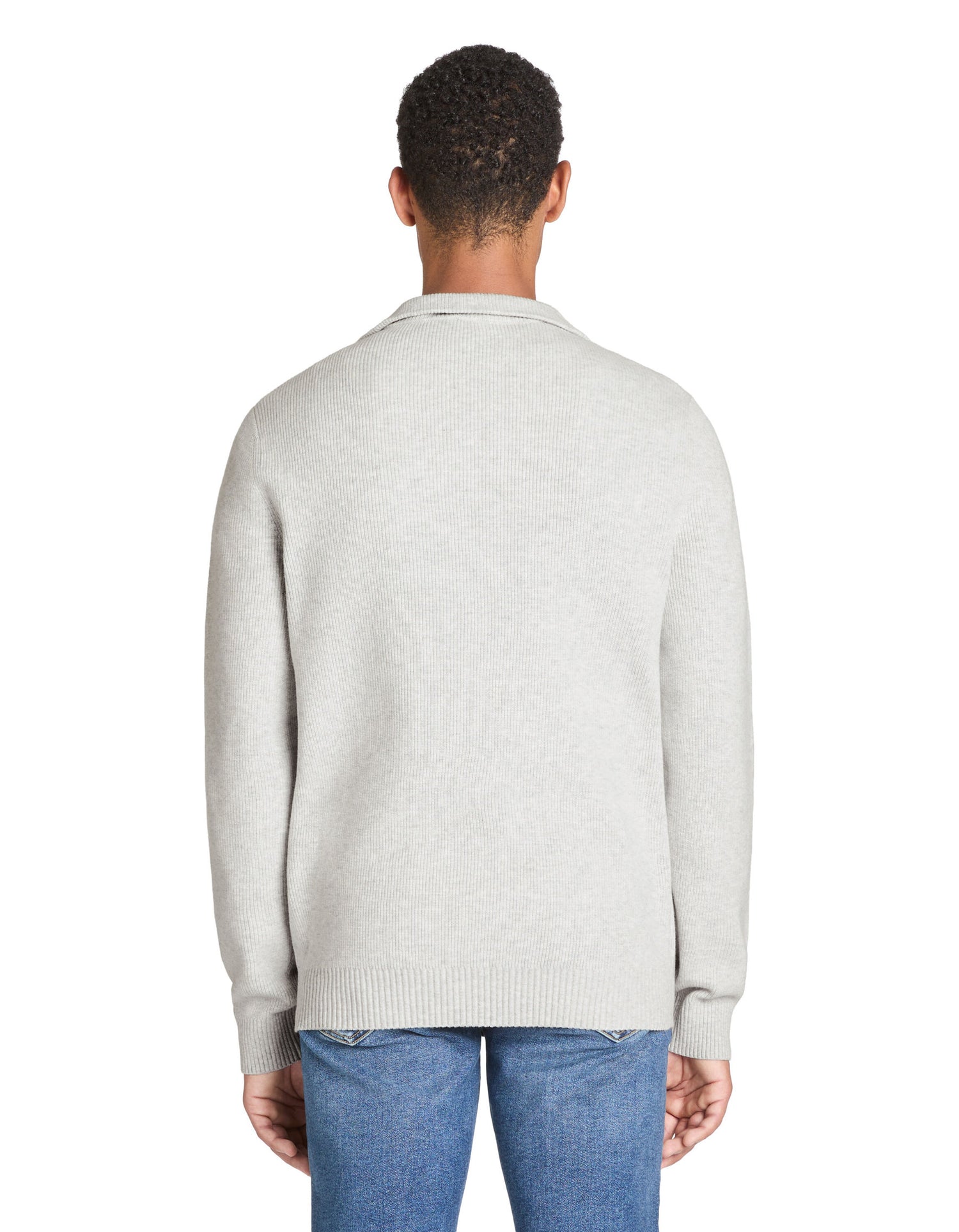 Celio_Heather Grey Regular Cotton-Blend Trucker Neck Sweater_JETRUCKER_LIGHT GREY MEL_03