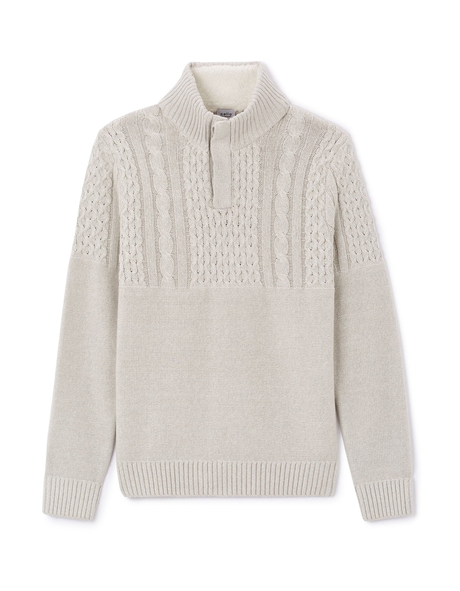 Celio_White Regular Cotton-Blend Stand-Up Neck Sweater_JEVIKING_OFF WHITE MEL_04