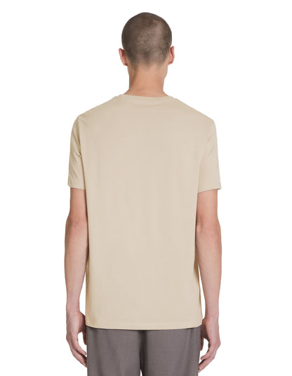 100% Cotton Round Neck Straight T-Shirt - Beige_04