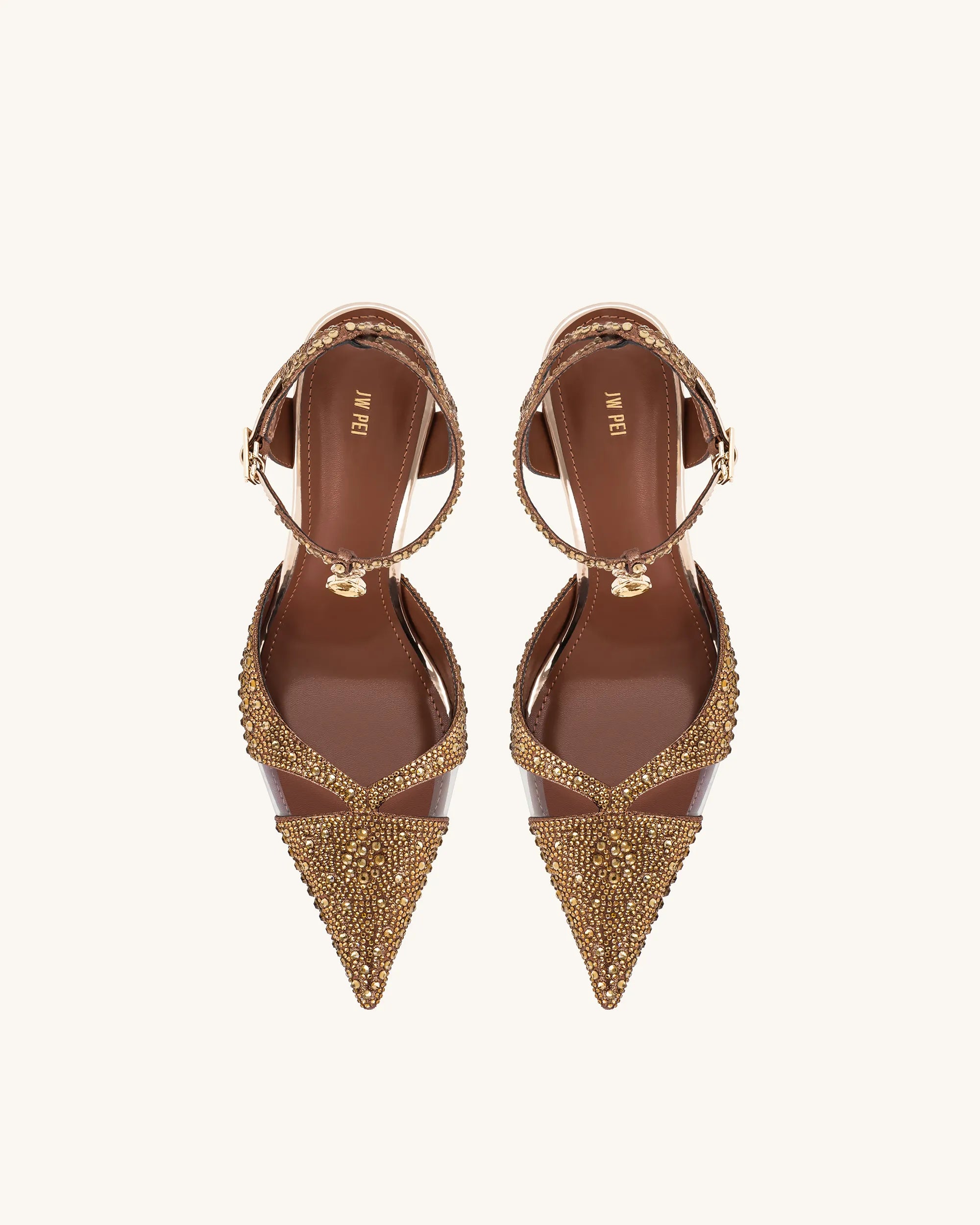 JW PEI Brown Women Haidi Artificial Crystal Pumps - Brown SKU: JF30405-3_Brown Image 03