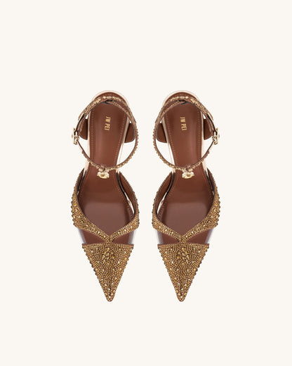 JW PEI Brown Women Haidi Artificial Crystal Pumps - Brown SKU: JF30405-3_Brown Image 03
