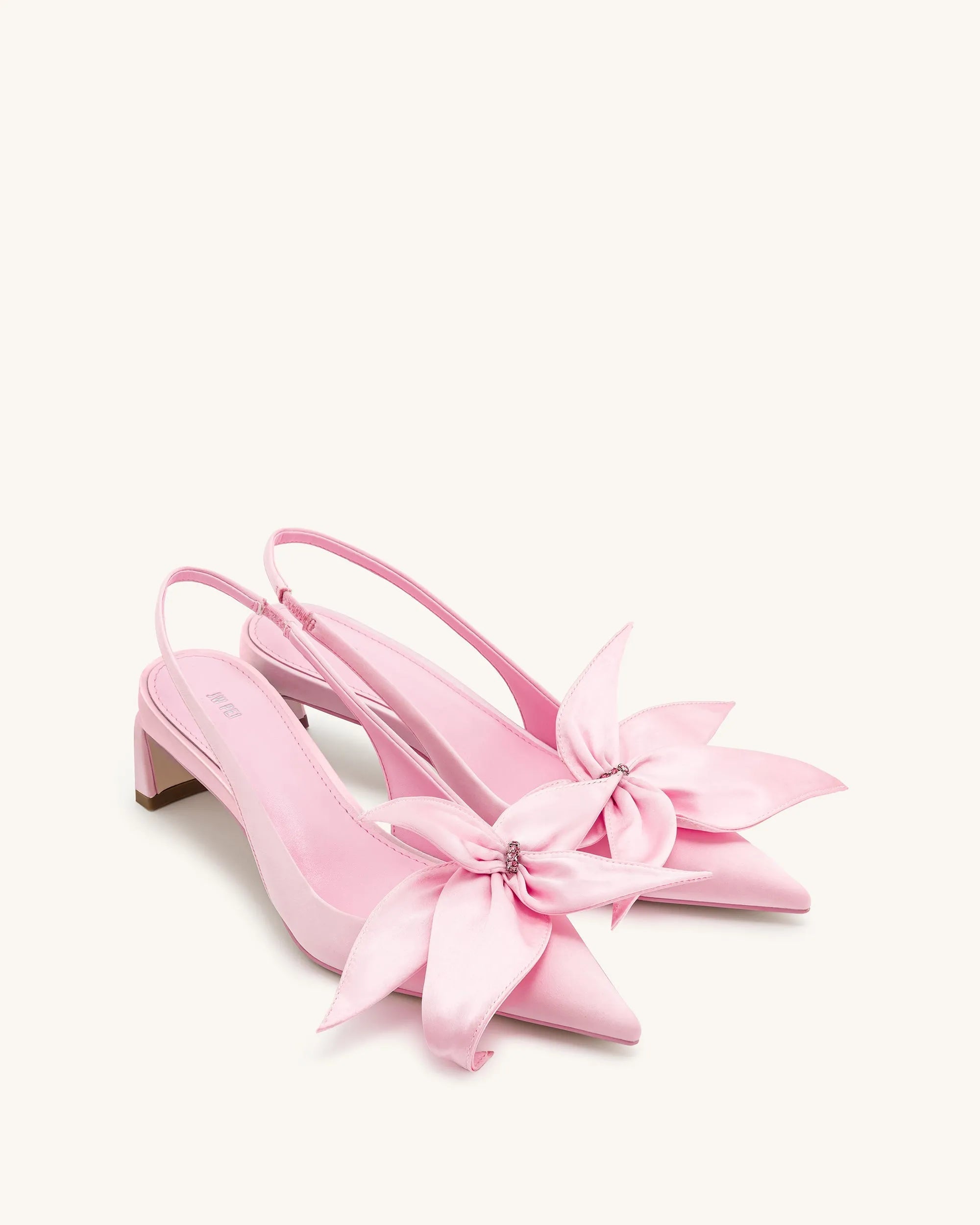 JW PEI Pink Women Queena Floral Appliques Slingback Pumps - Pink SKU: JF304103-4_Pink Image 03