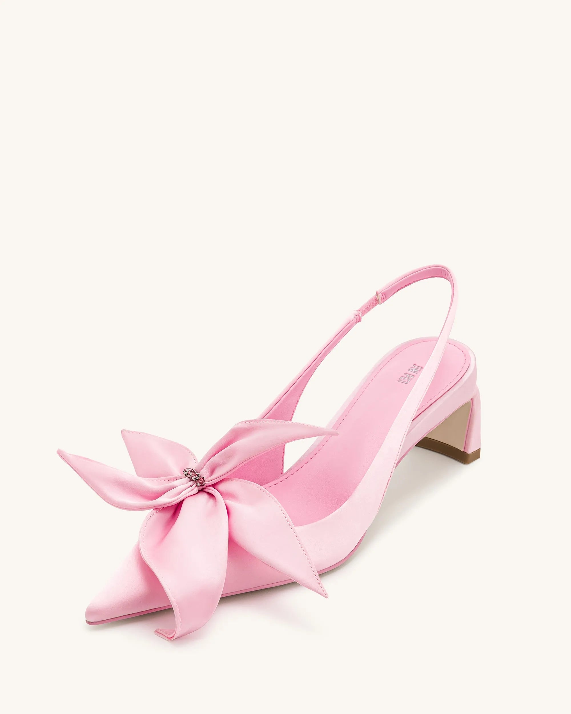 JW PEI Pink Women Queena Floral Appliques Slingback Pumps - Pink SKU: JF304103-4_Pink Image 05