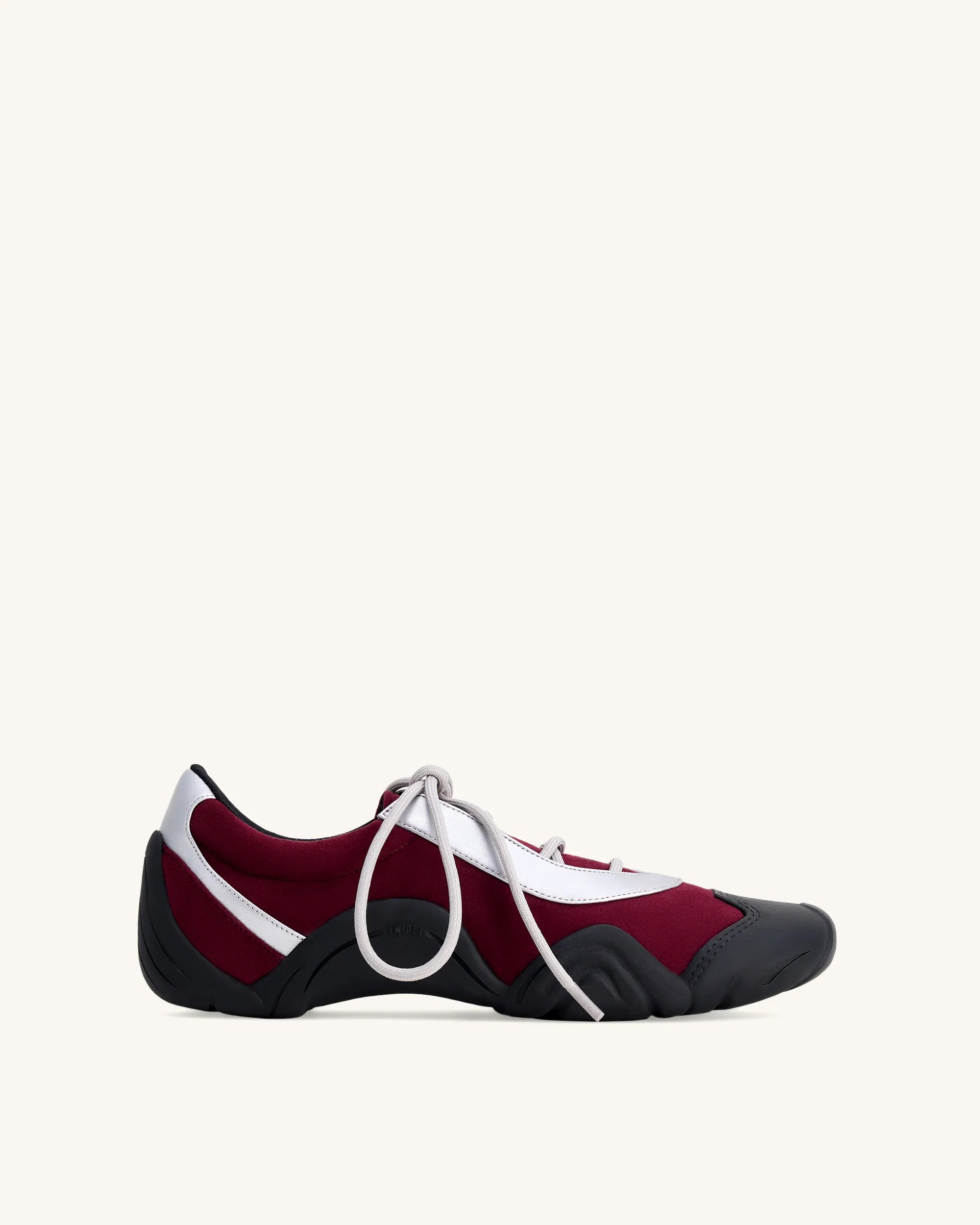 JW PEI Multi-Color Women Caitlin Faux Suede Lace-up Ballerina Sneakers  SKU: JF30521-43_Burgundy &amp; Light Grey Image 03