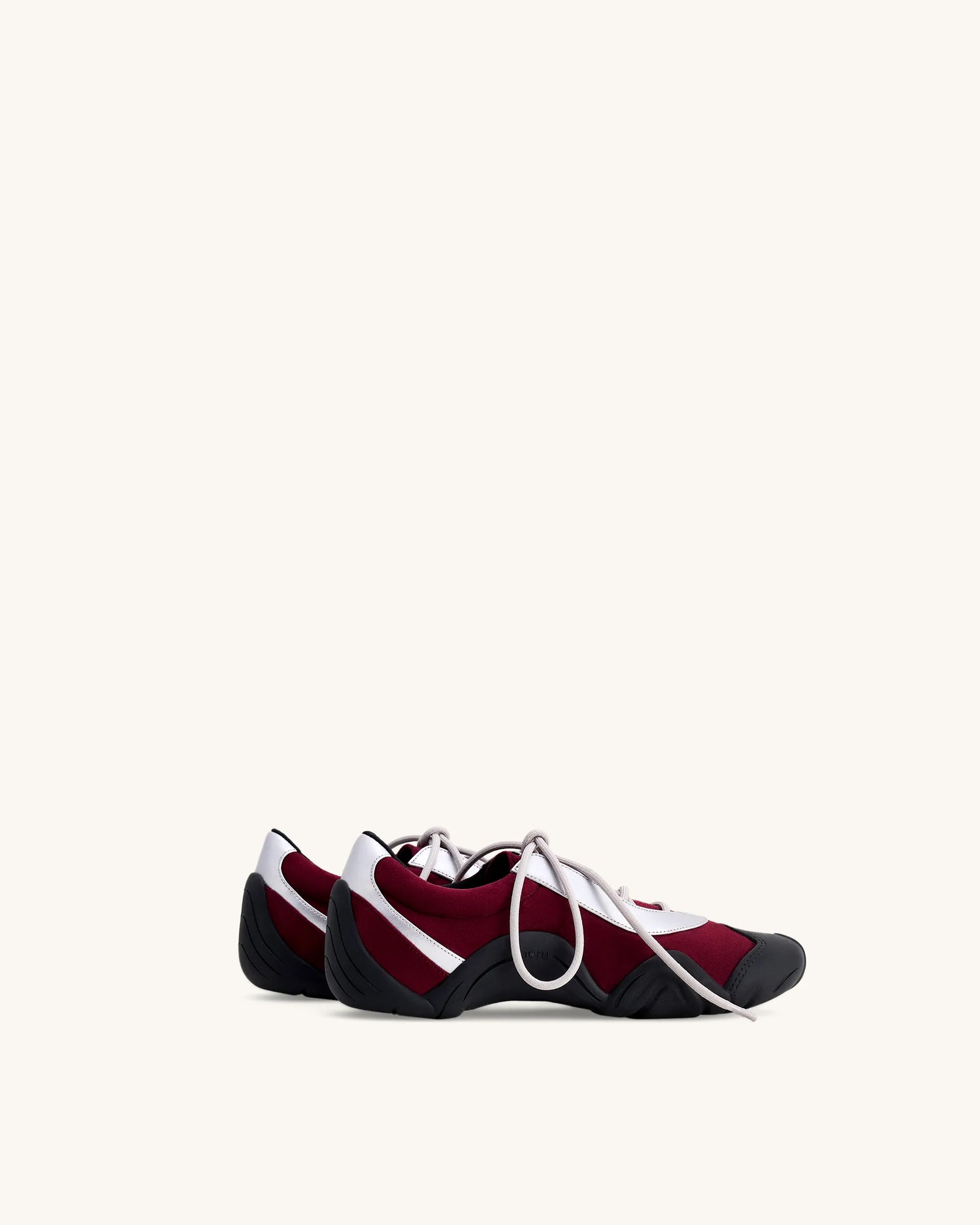 JW PEI Multi-Color Women Caitlin Faux Suede Lace-up Ballerina Sneakers  SKU: JF30521-43_Burgundy &amp; Light Grey Image 04