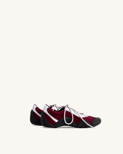 JW PEI Multi-Color Women Caitlin Faux Suede Lace-up Ballerina Sneakers  SKU: JF30521-43_Burgundy &amp; Light Grey Image 04