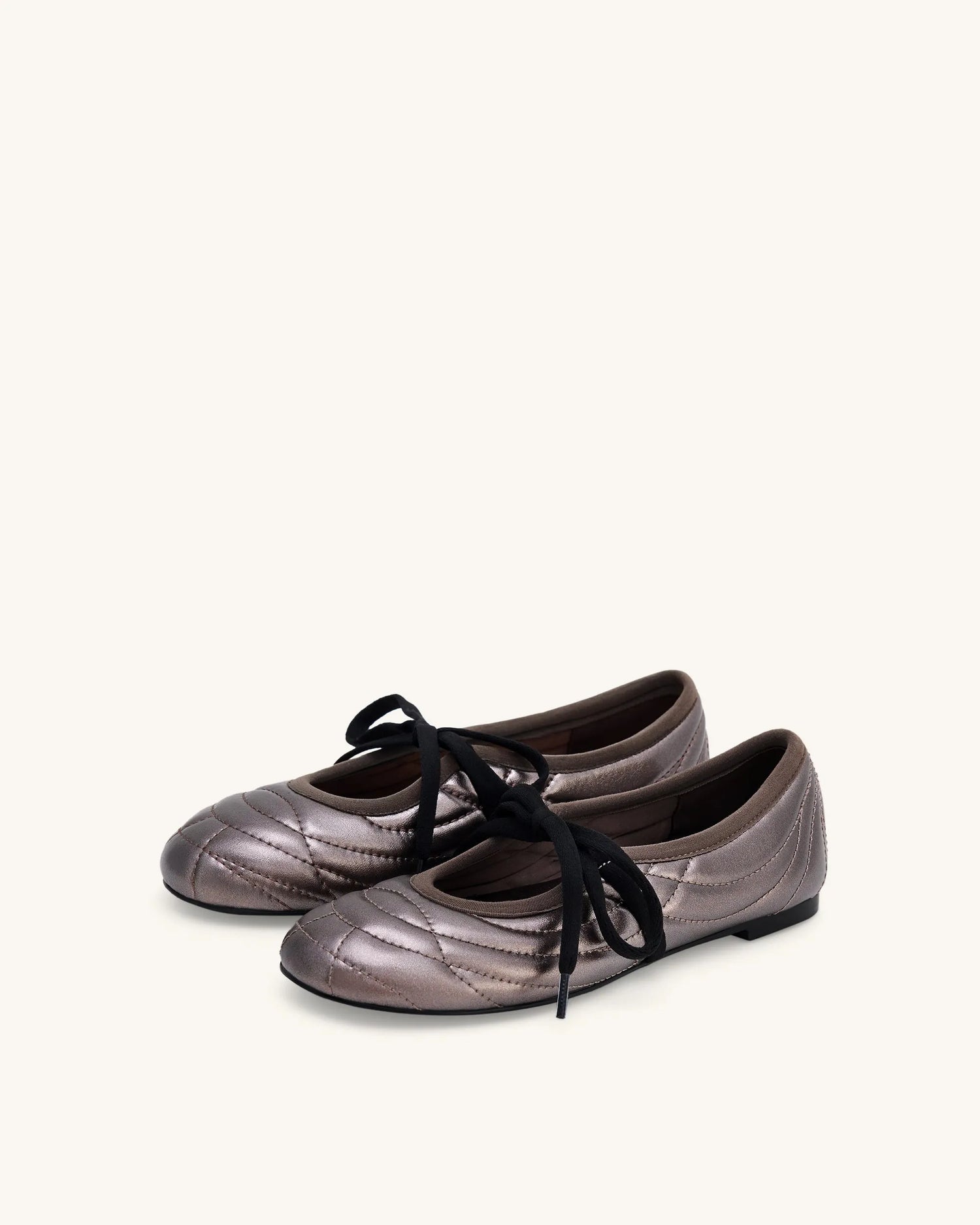 JW PEI Dark Brown Women Erika Topstitching Lace-up Ballet Flats - Dark Brown SKU: JF30619-32_Dark Brown Image 03