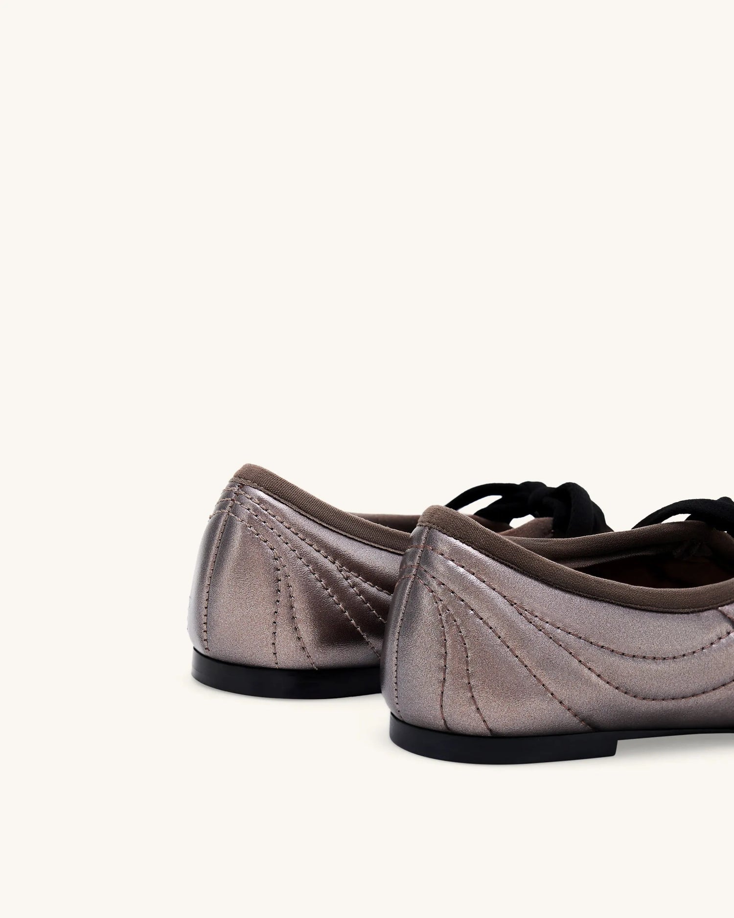 JW PEI Dark Brown Women Erika Topstitching Lace-up Ballet Flats - Dark Brown SKU: JF30619-32_Dark Brown Image 05