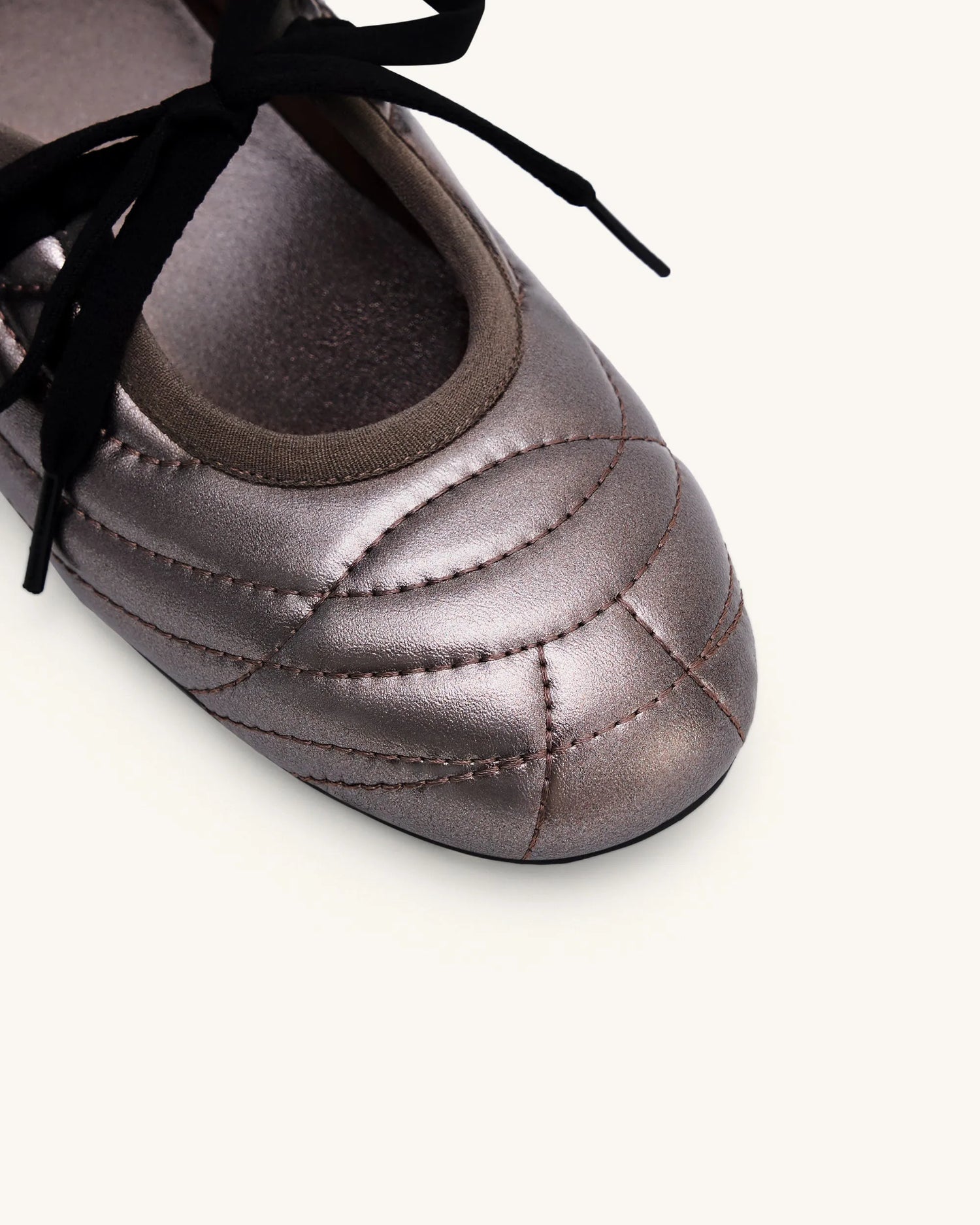JW PEI Dark Brown Women Erika Topstitching Lace-up Ballet Flats - Dark Brown SKU: JF30619-32_Dark Brown Image 06