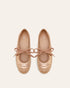 JW PEI Champagne  Erika Topstitching Lace-Up Ballet Flats SKU: JF30619-8_Champagne Image 01