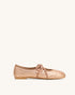 JW PEI Champagne  Erika Topstitching Lace-Up Ballet Flats SKU: JF30619-8_Champagne Image 02
